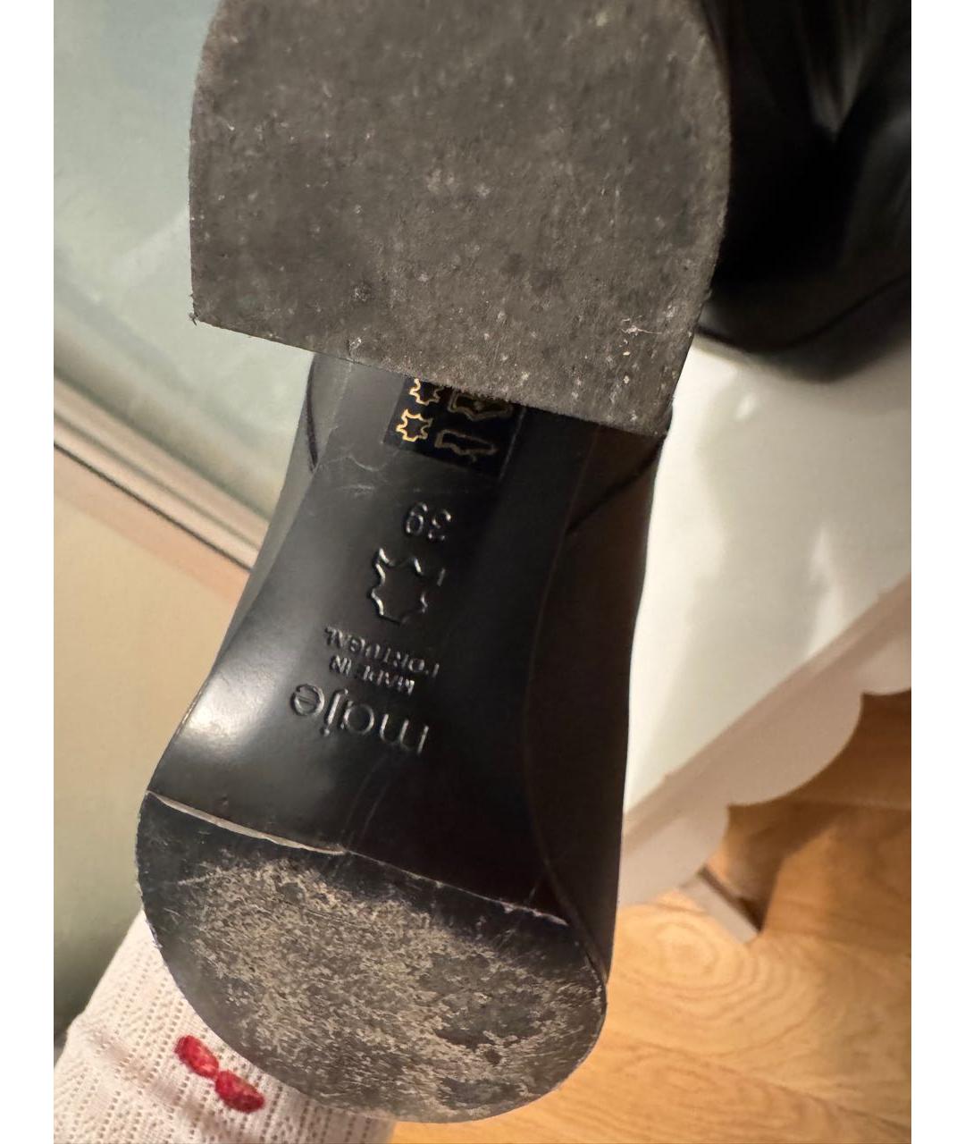 MAJE Черные кожаные ботфорты, фото 7