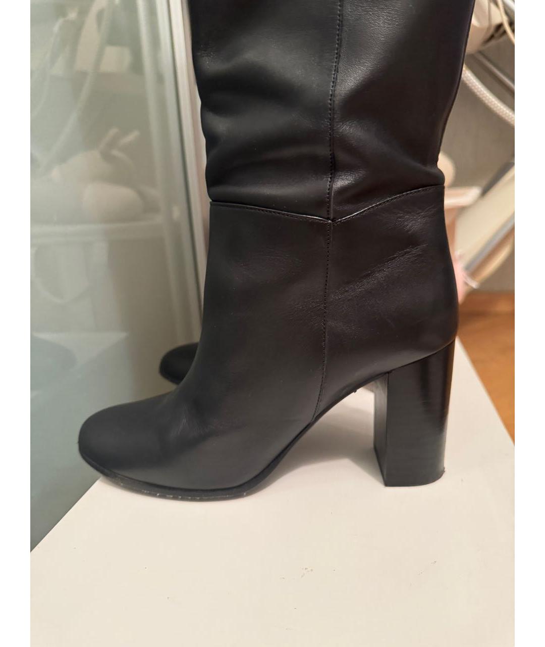 MAJE Черные кожаные ботфорты, фото 6