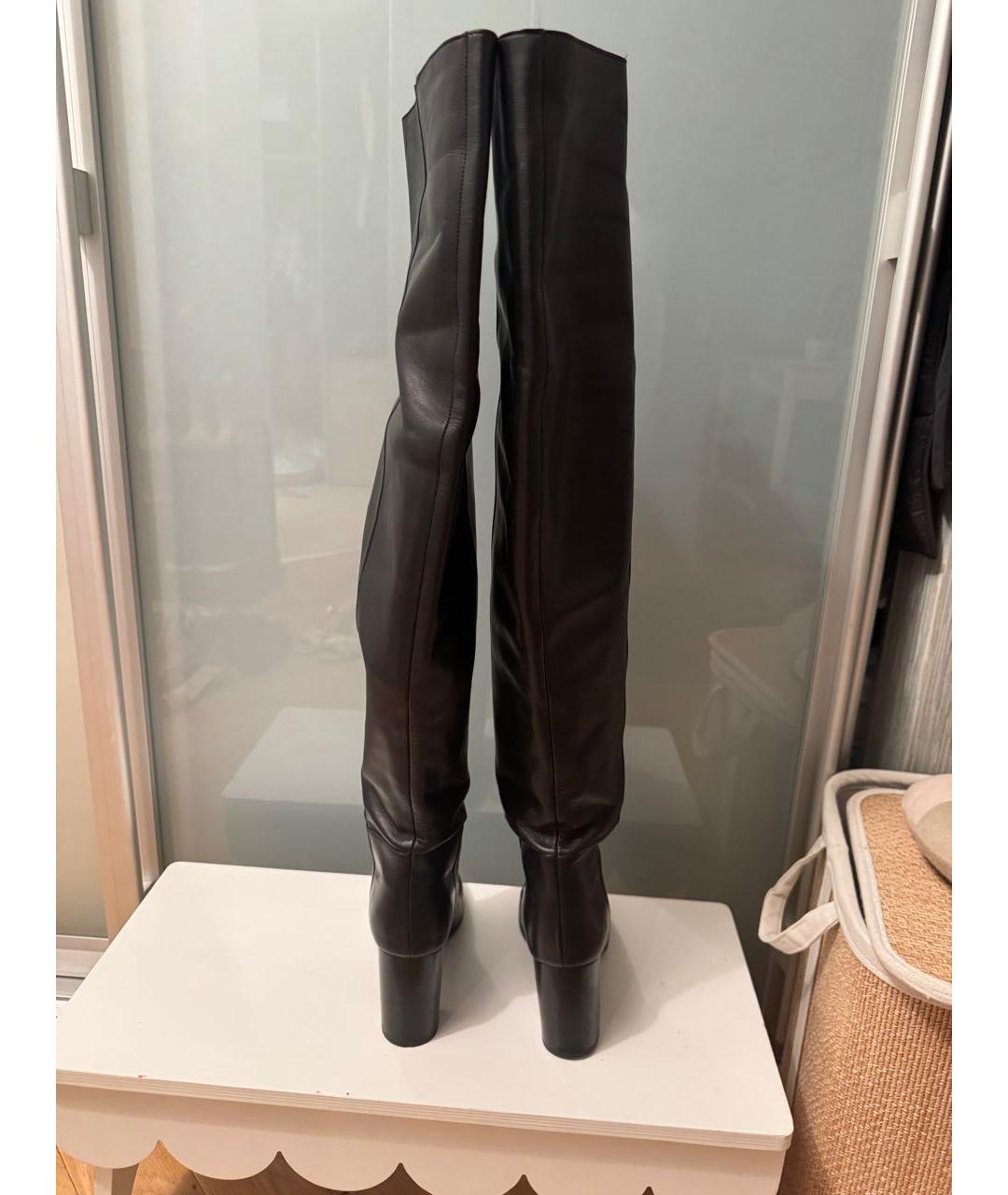 MAJE Черные кожаные ботфорты, фото 5