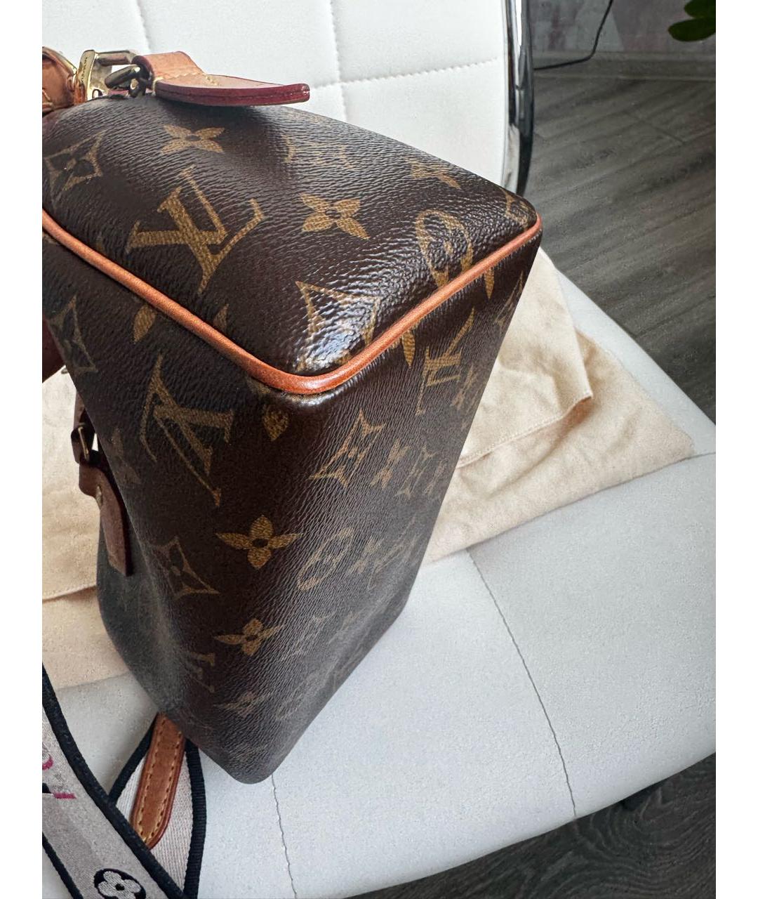 LOUIS VUITTON Коричневая кожаная сумка с короткими ручками, фото 7