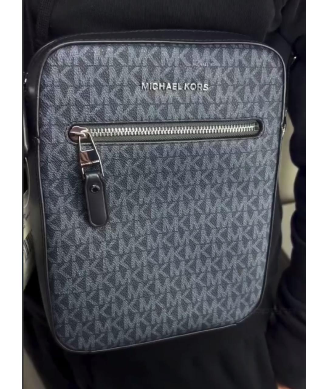 MICHAEL KORS Темно-синяя сумка на плечо из искусственной кожи, фото 4