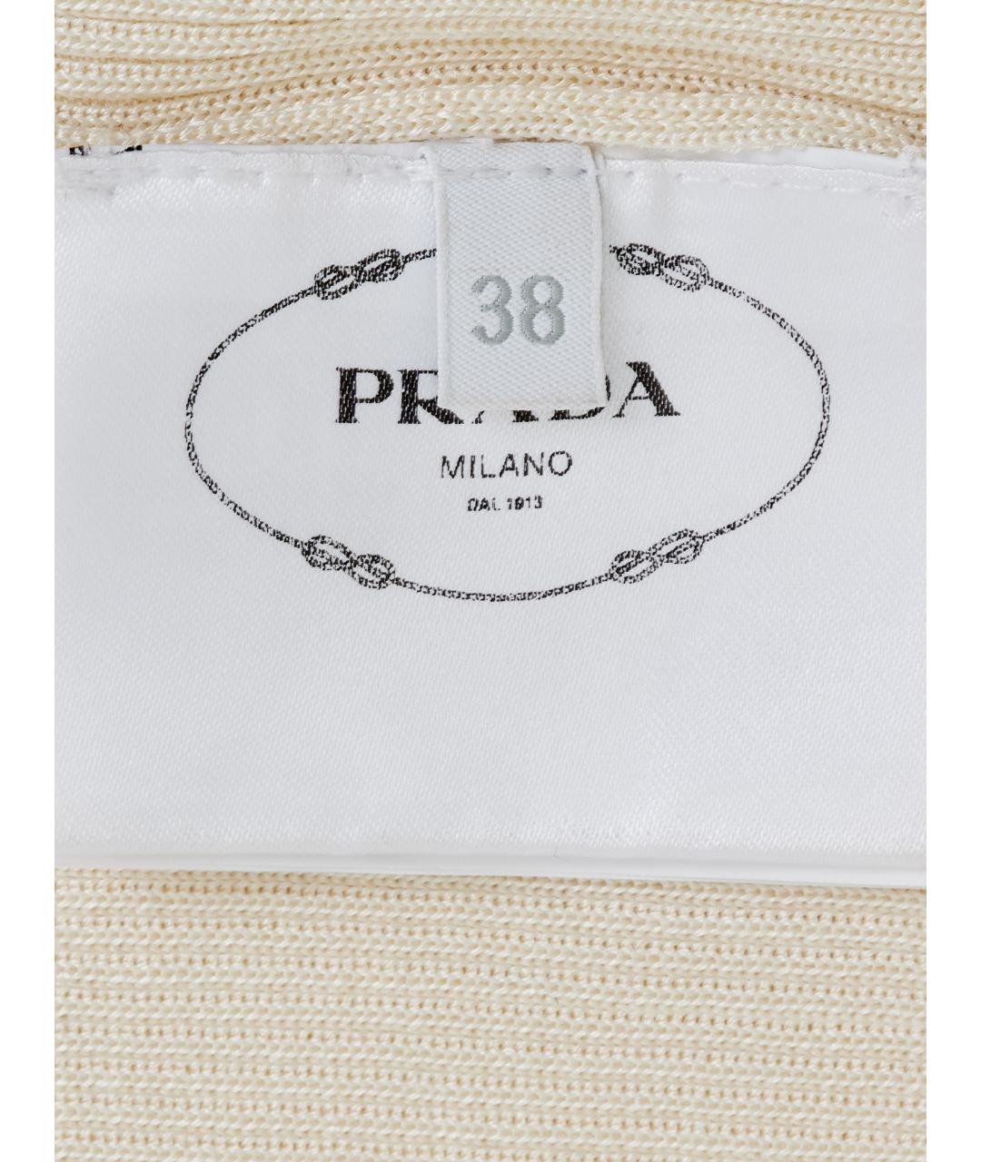 PRADA Бежевая шелковая футболка, фото 7