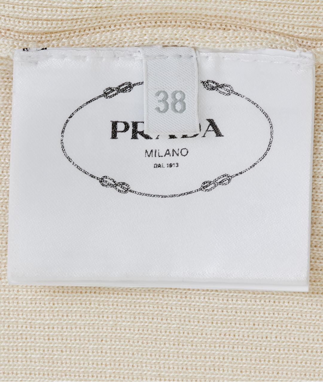 PRADA Бежевая шелковая футболка, фото 4