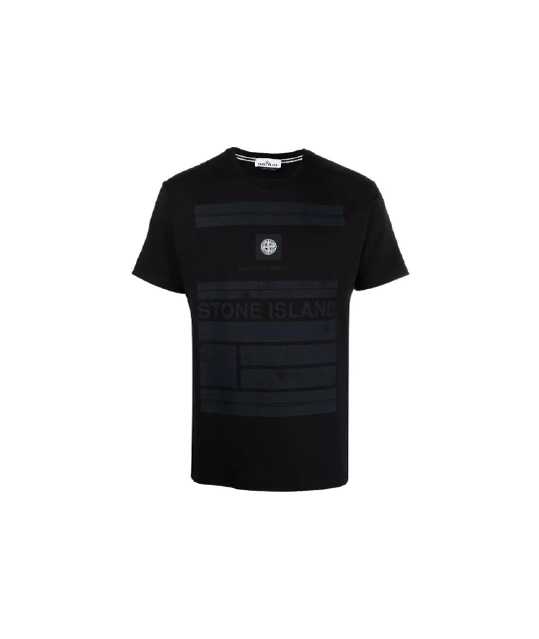 STONE ISLAND Черная хлопковая футболка, фото 5