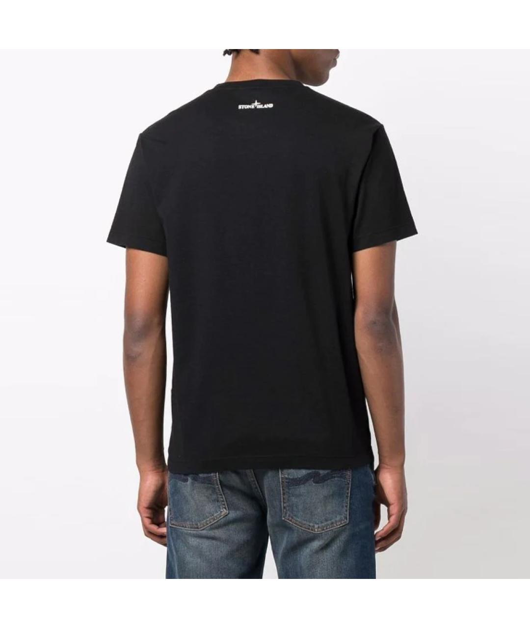STONE ISLAND Черная хлопковая футболка, фото 2