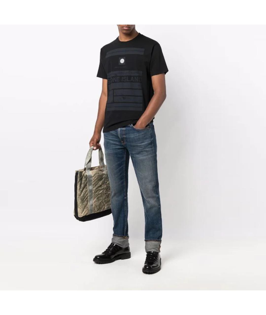 STONE ISLAND Черная хлопковая футболка, фото 3