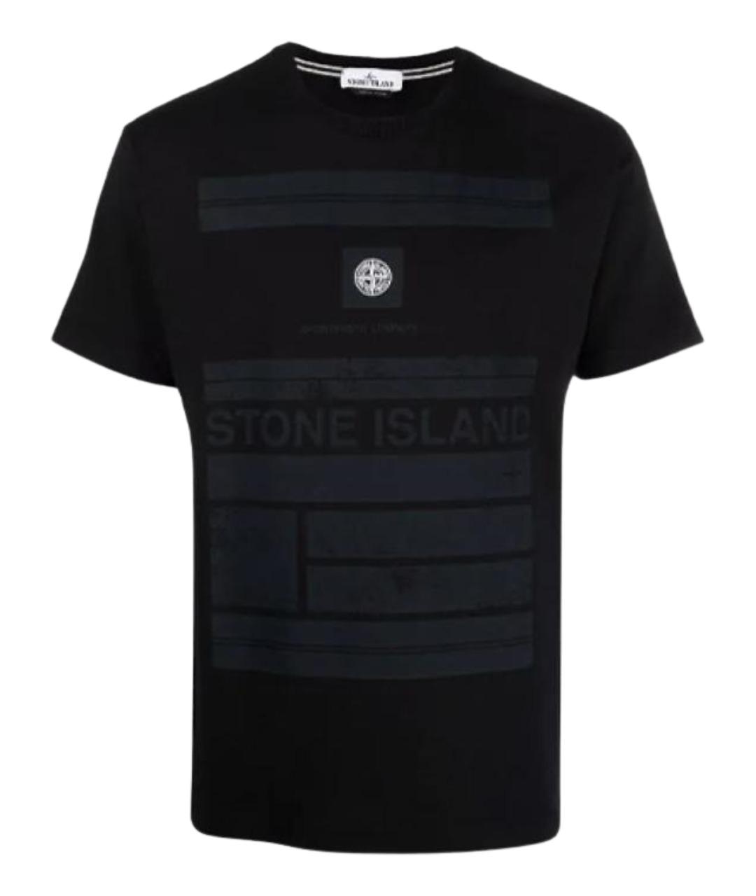 STONE ISLAND Черная хлопковая футболка, фото 1