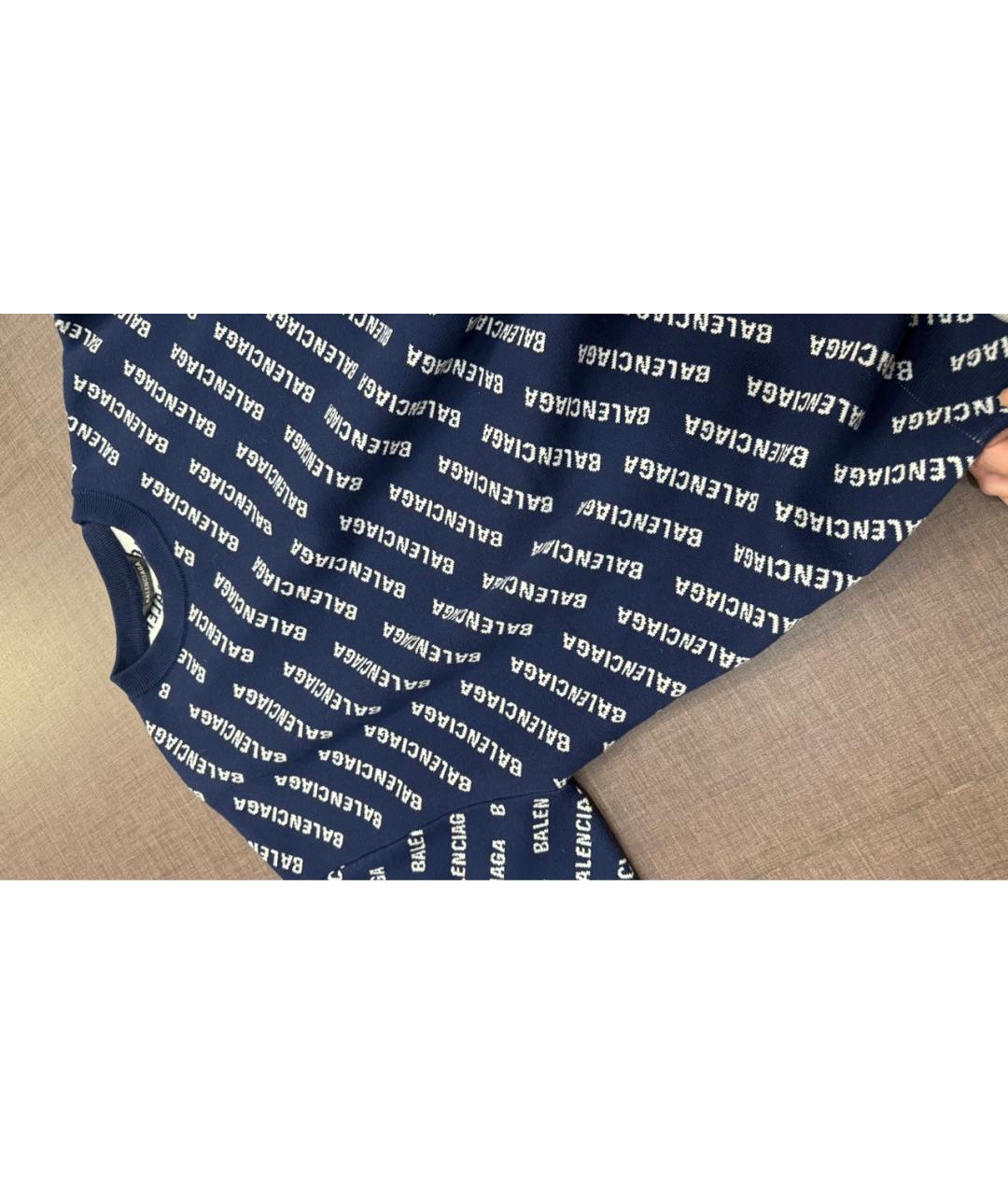 BALENCIAGA Темно-синий хлопковый джемпер / свитер, фото 7