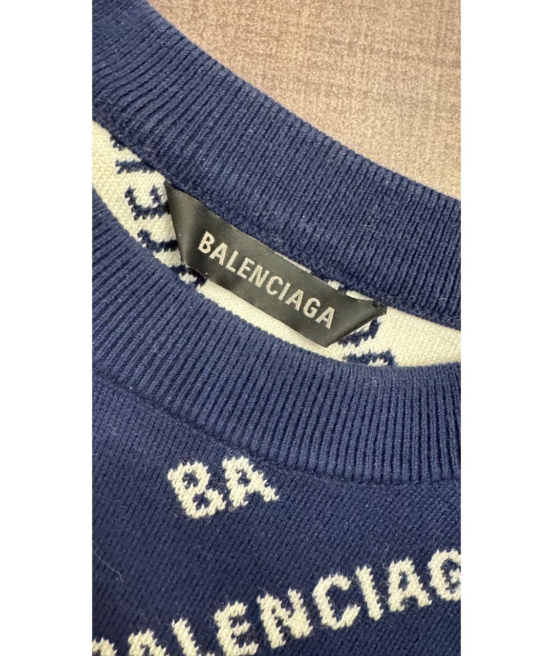 BALENCIAGA Темно-синий хлопковый джемпер / свитер, фото 2