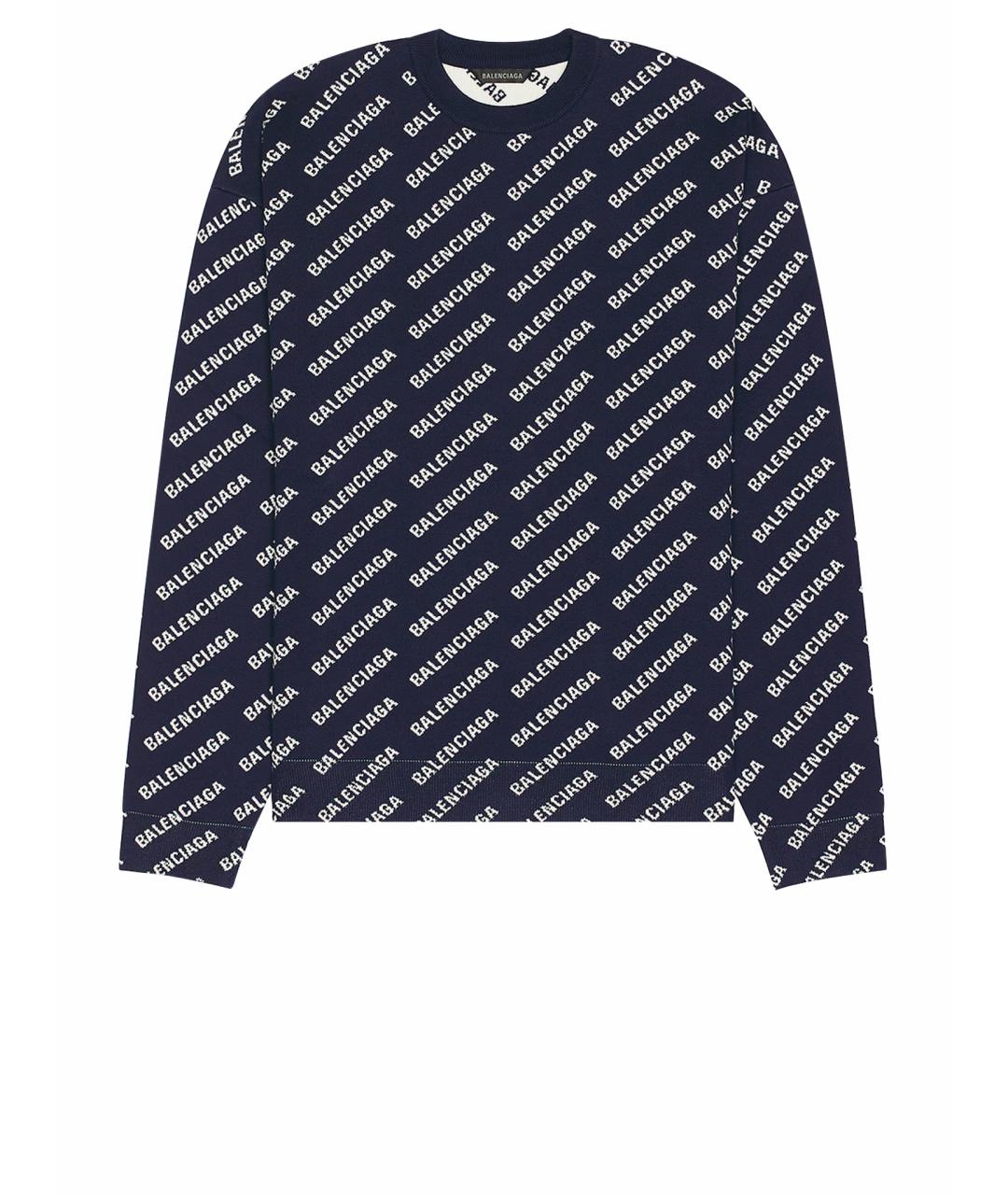 BALENCIAGA Темно-синий хлопковый джемпер / свитер, фото 1