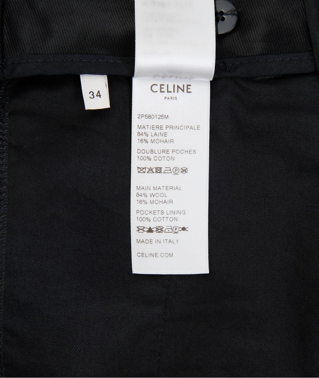 CELINE Черные шерстяные прямые брюки, фото 5