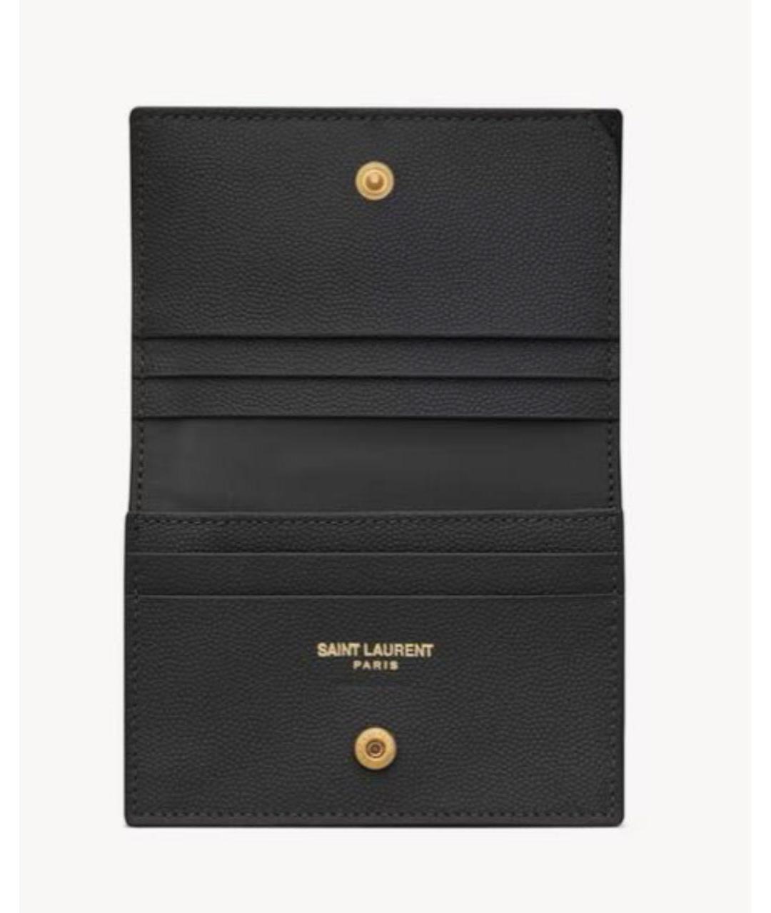 SAINT LAURENT Черный кожаный кардхолдер, фото 2