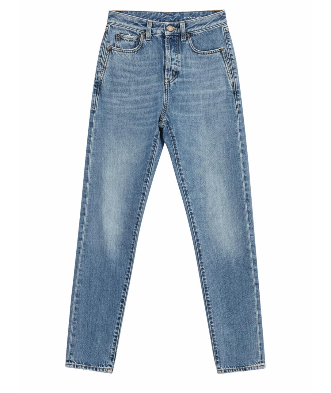 SAINT LAURENT Голубые хлопковые прямые джинсы, фото 1