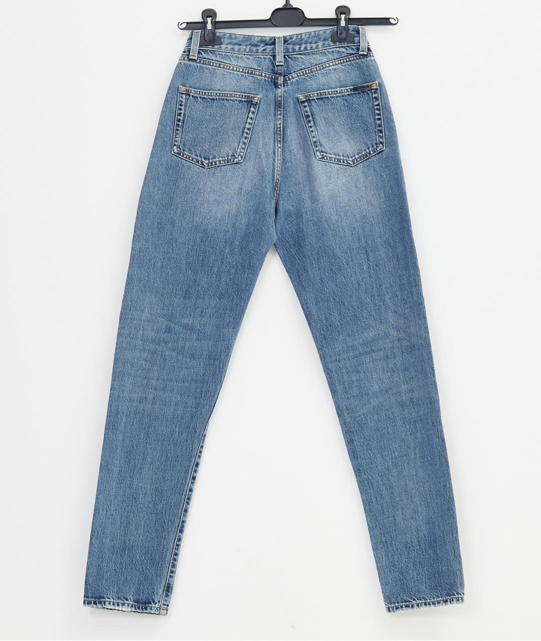 SAINT LAURENT Голубые хлопковые прямые джинсы, фото 2