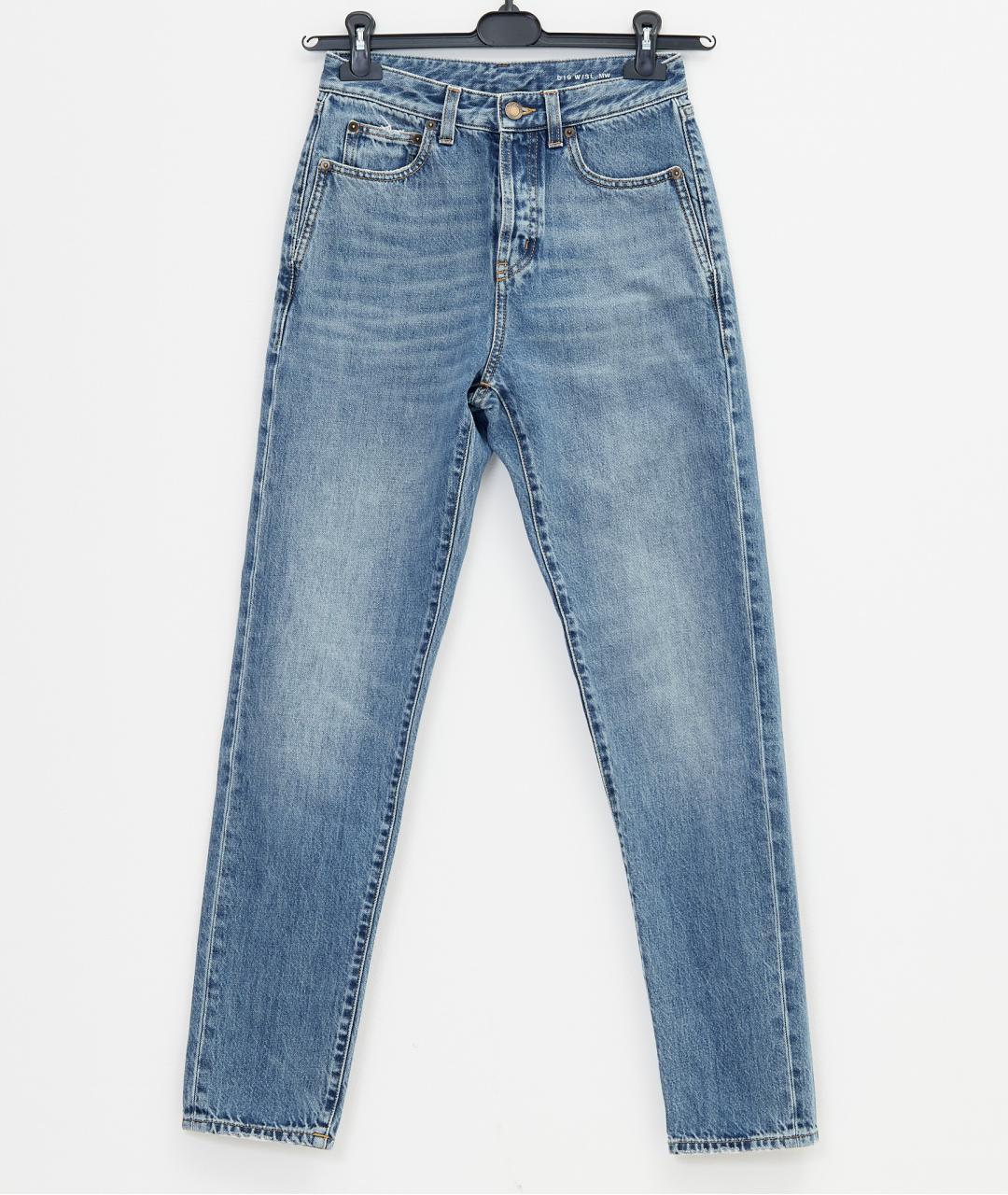 SAINT LAURENT Голубые хлопковые прямые джинсы, фото 7