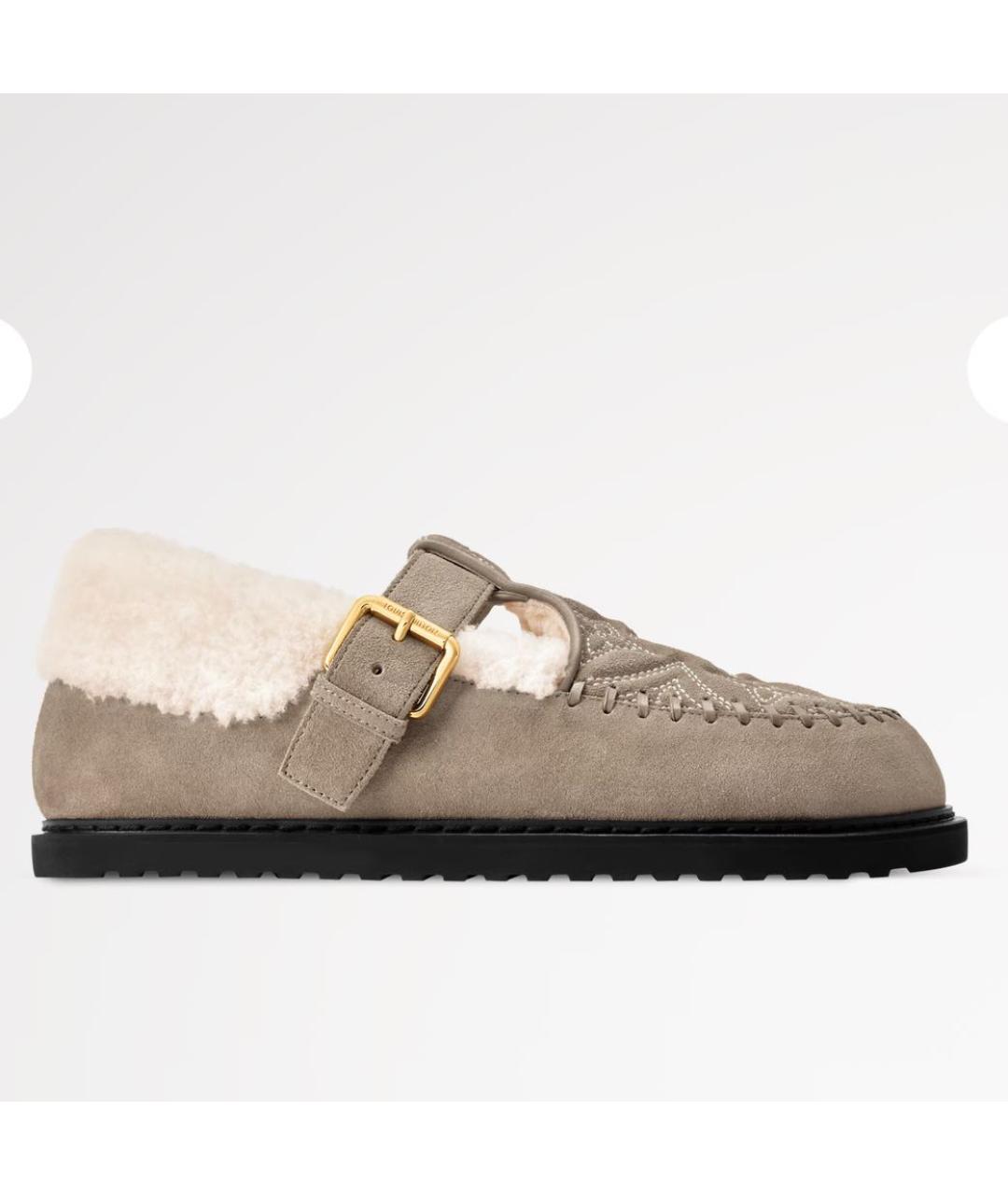 LOUIS VUITTON Бежевые замшевые лоферы, фото 5