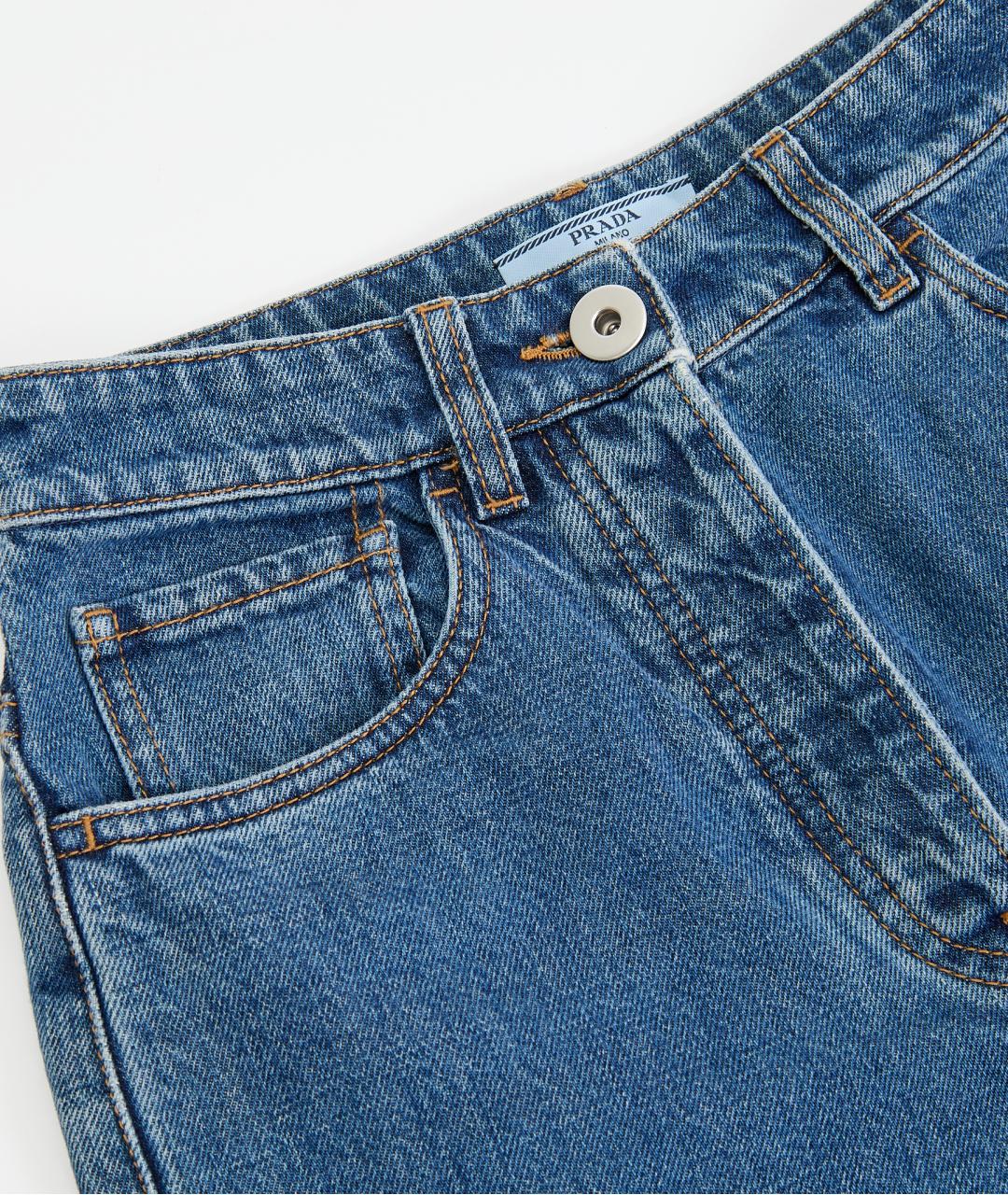 PRADA Синие хлопковые прямые джинсы, фото 3