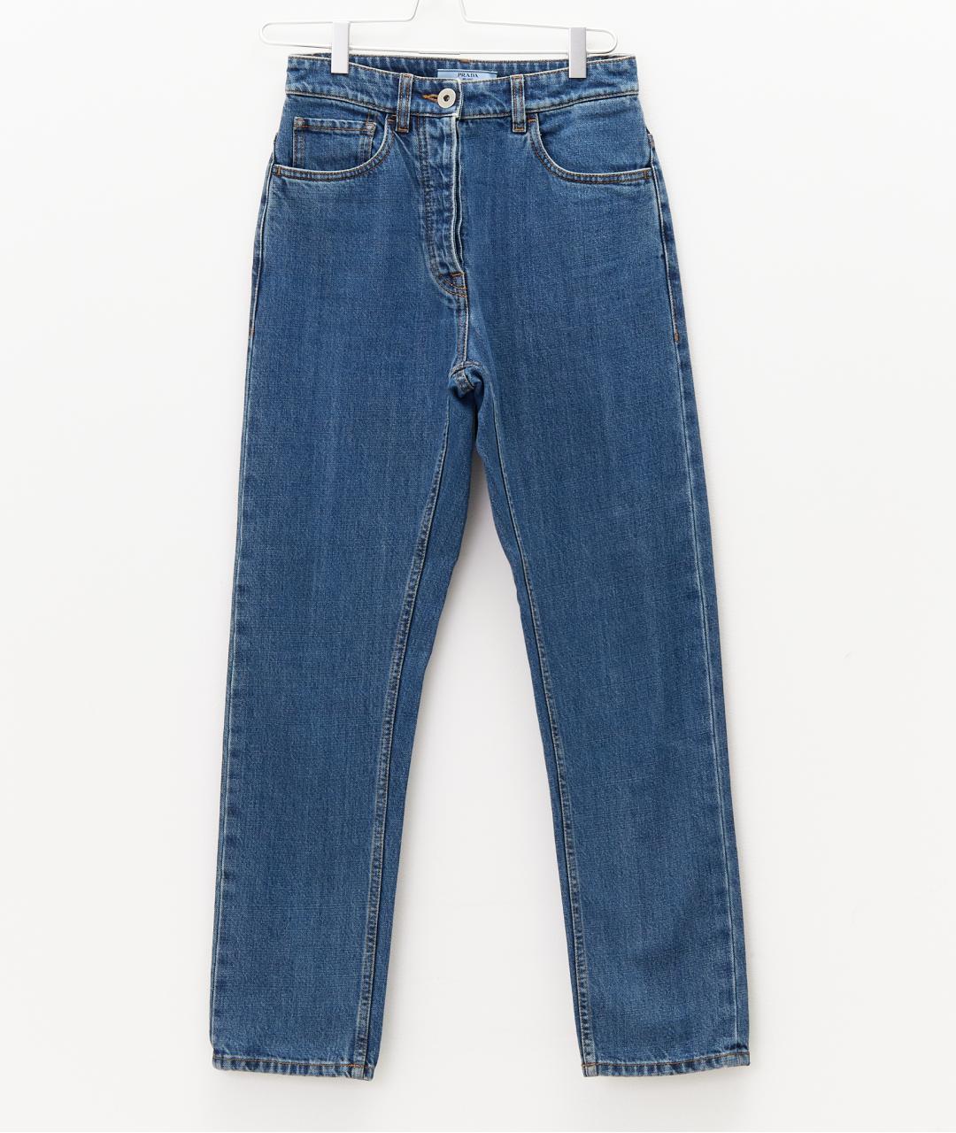PRADA Синие хлопковые прямые джинсы, фото 8