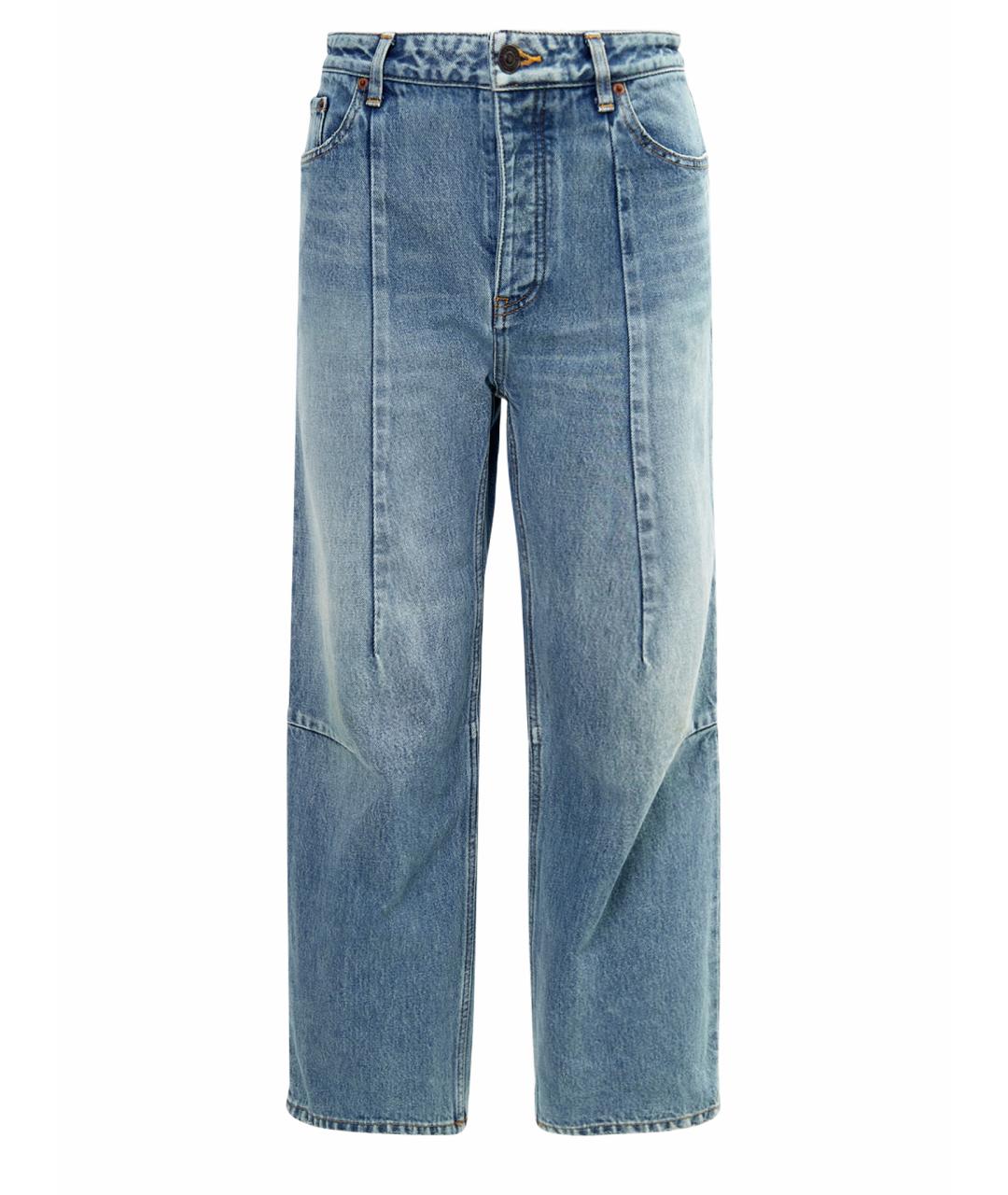 BALENCIAGA Голубые хлопковые прямые джинсы, фото 1