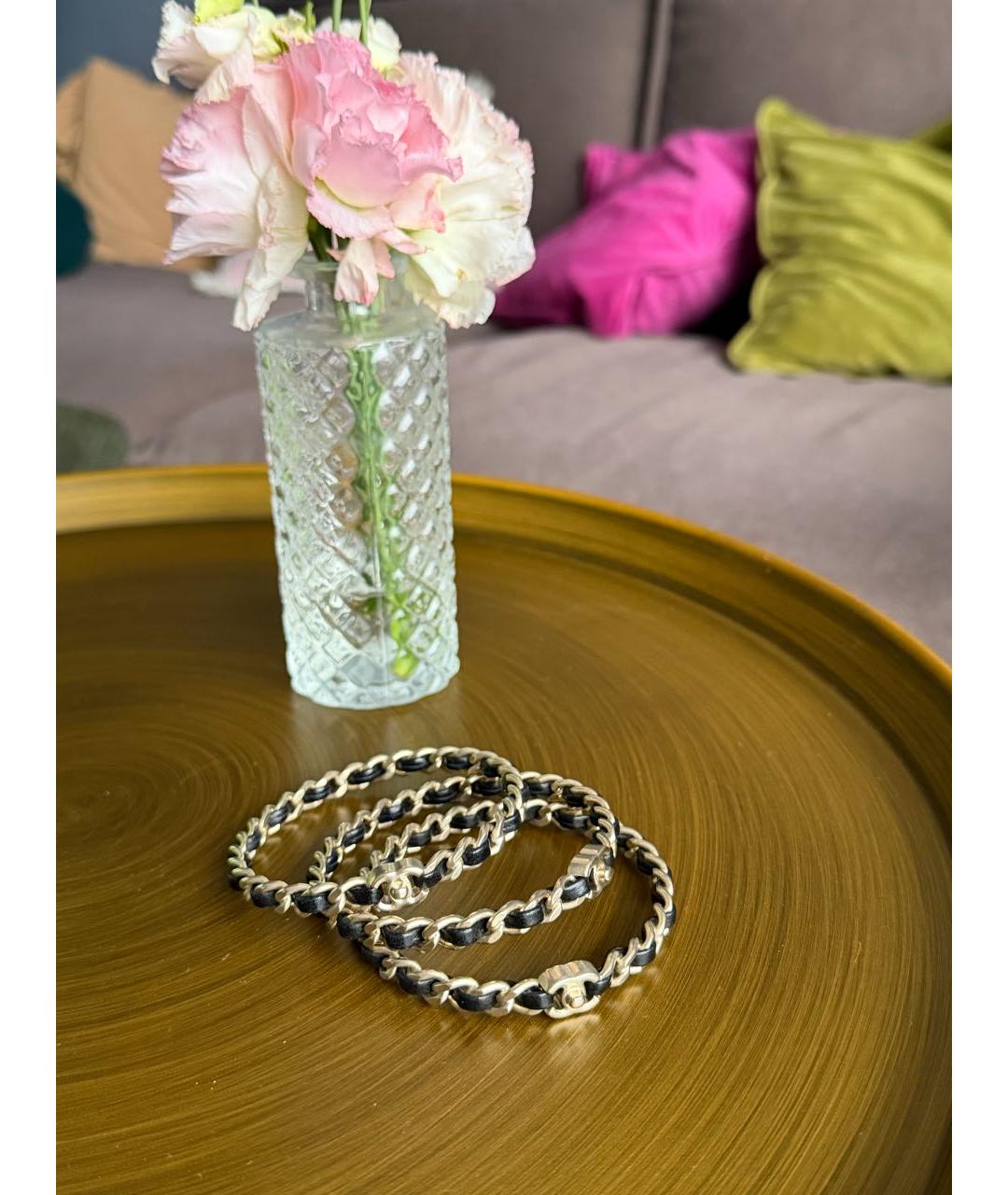 CHANEL Черный металлический браслет, фото 3