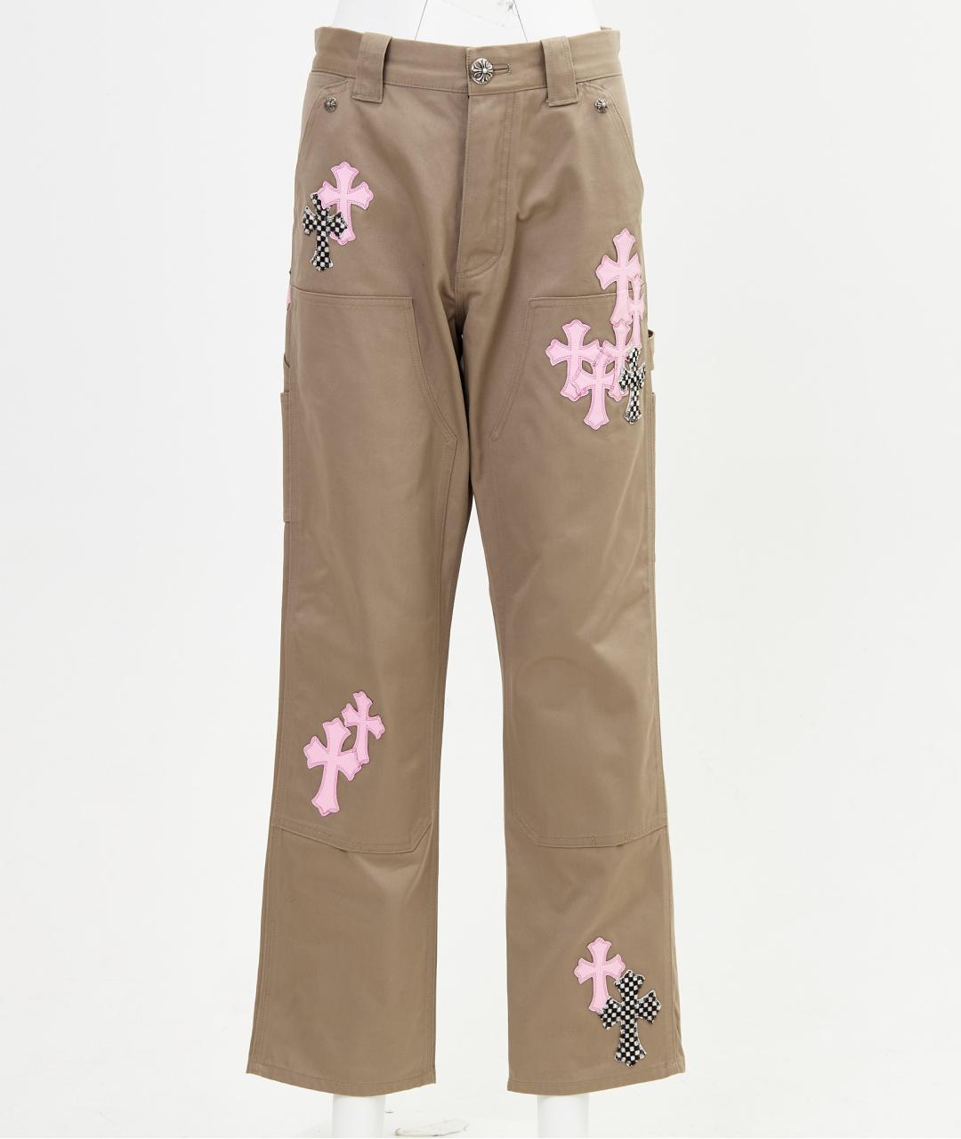 CHROME HEARTS Бежевые хлопковые прямые брюки, фото 8