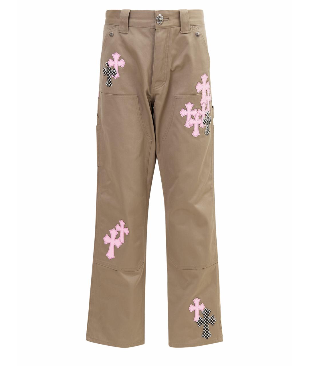 CHROME HEARTS Бежевые хлопковые прямые брюки, фото 1