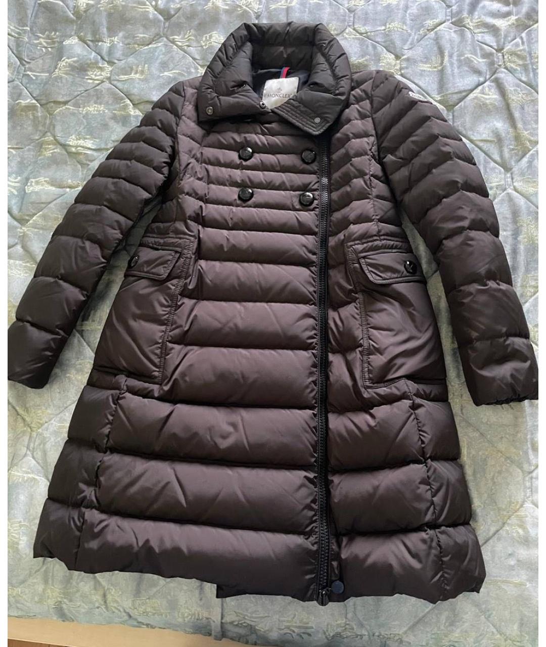 MONCLER Коричневый полиэстеровый пуховик, фото 5