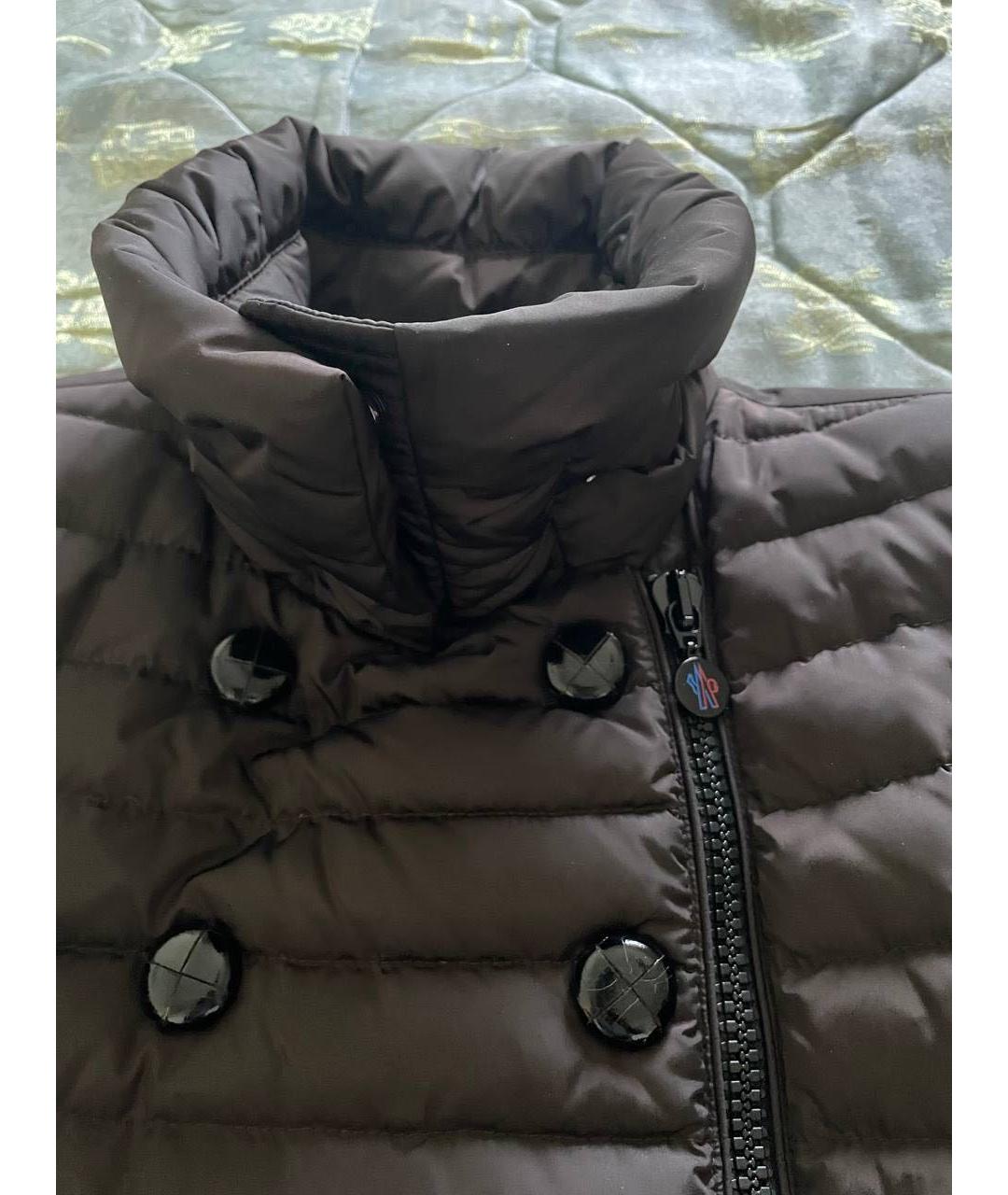 MONCLER Коричневый полиэстеровый пуховик, фото 3