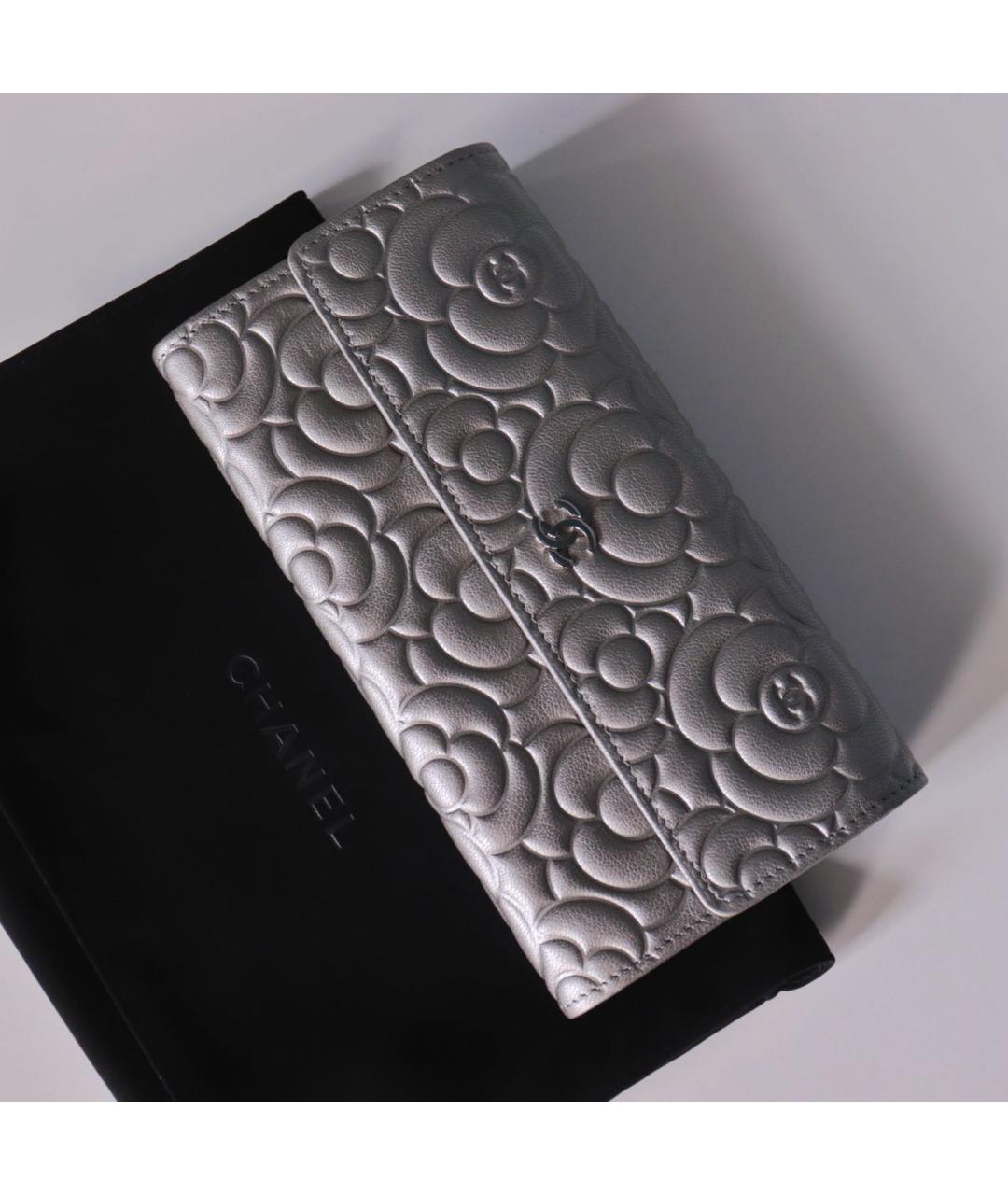 CHANEL Серебрянный кожаный кошелек, фото 2