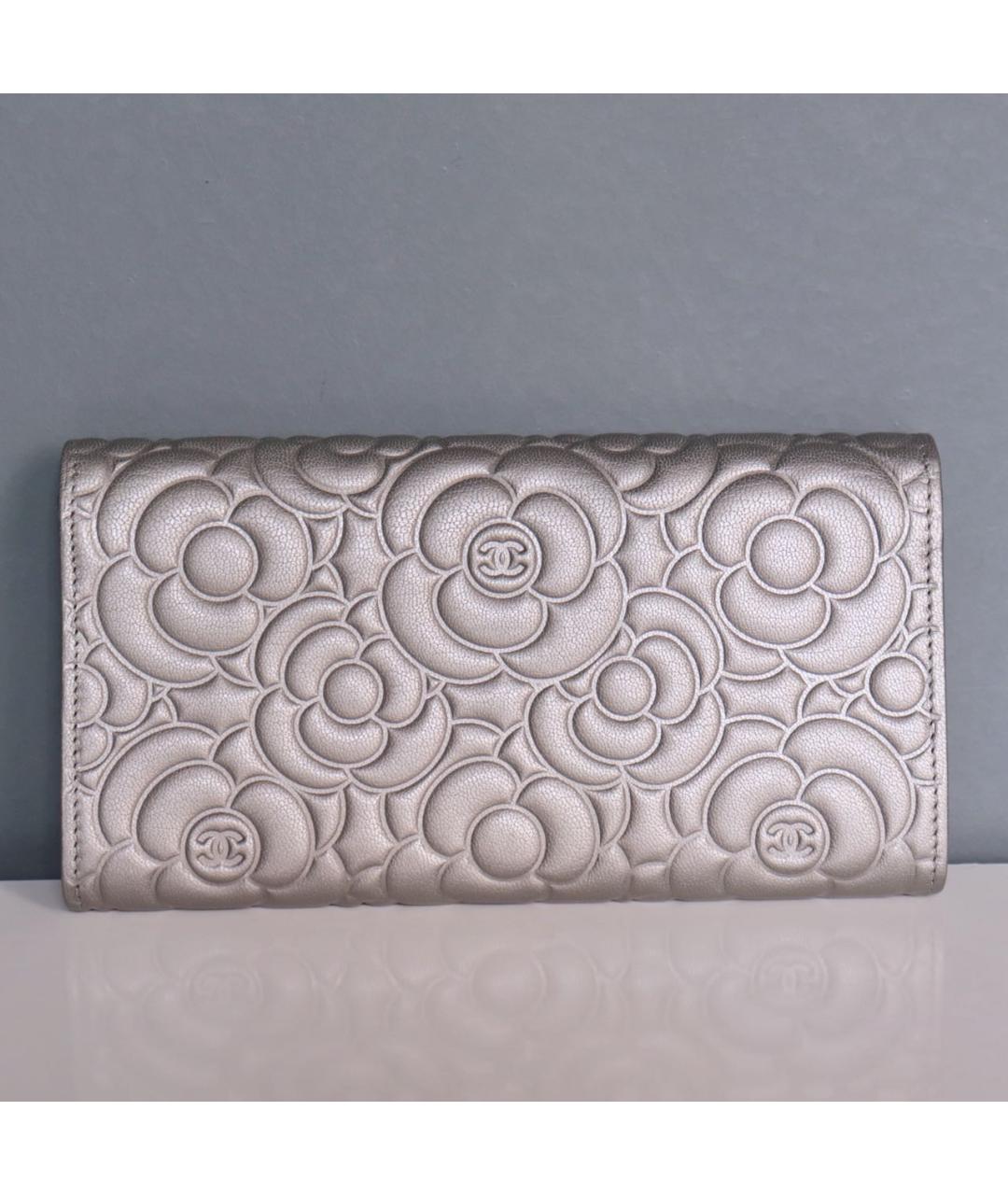 CHANEL Серебрянный кожаный кошелек, фото 3
