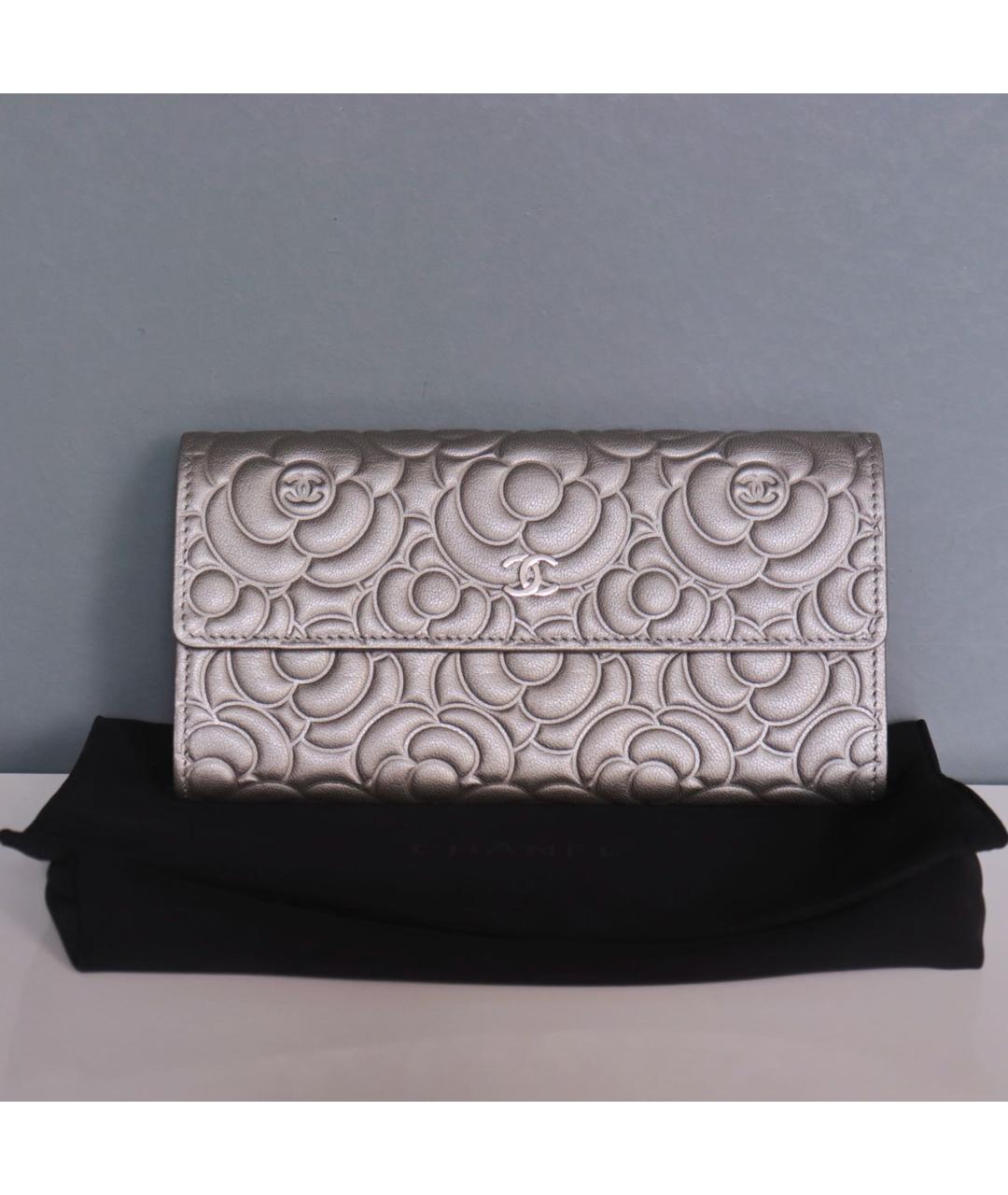 CHANEL Серебрянный кожаный кошелек, фото 9