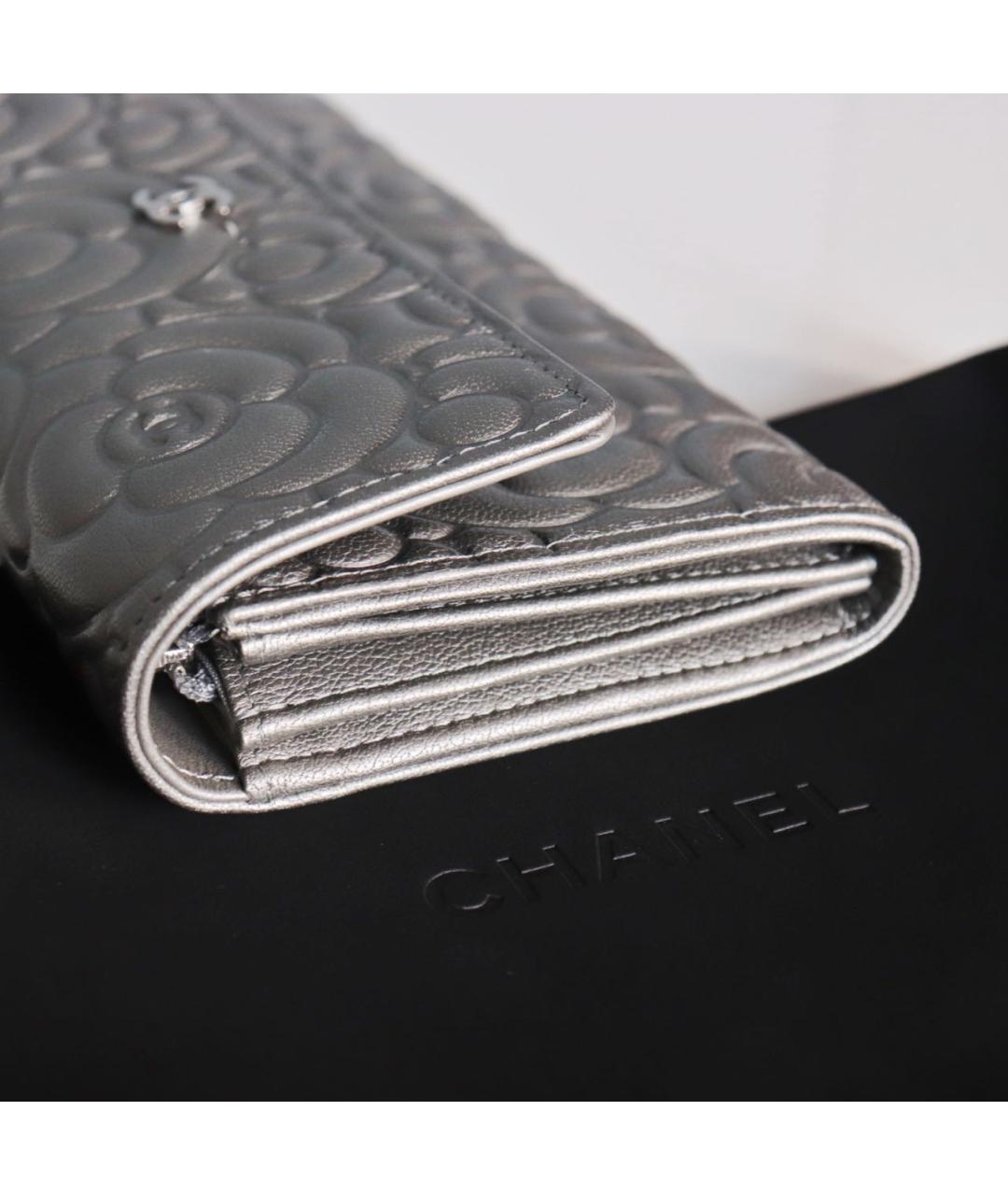 CHANEL Серебрянный кожаный кошелек, фото 5