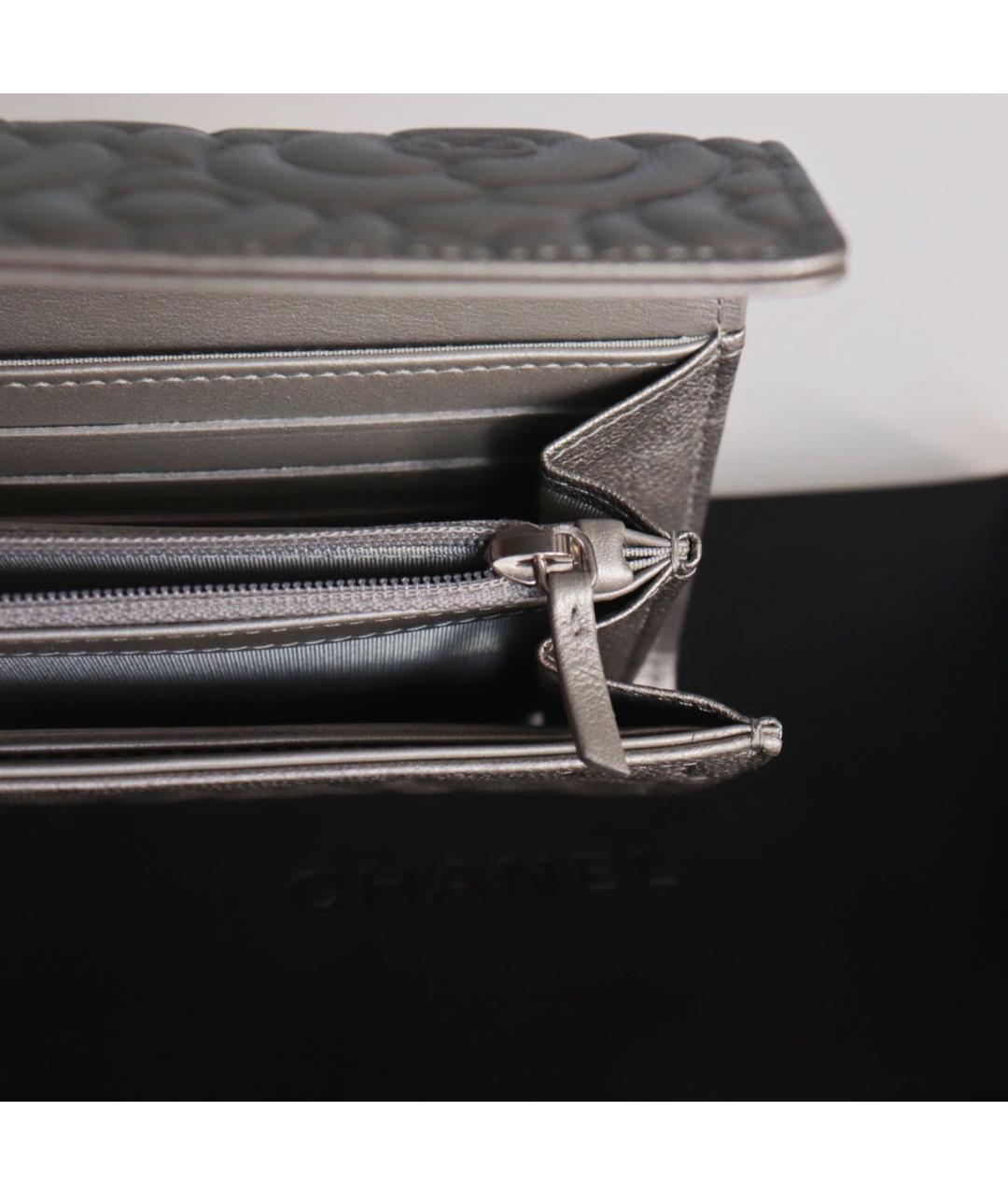 CHANEL Серебрянный кожаный кошелек, фото 8