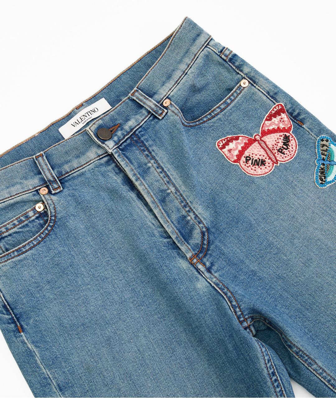 VALENTINO Голубые хлопковые джинсы слим, фото 3