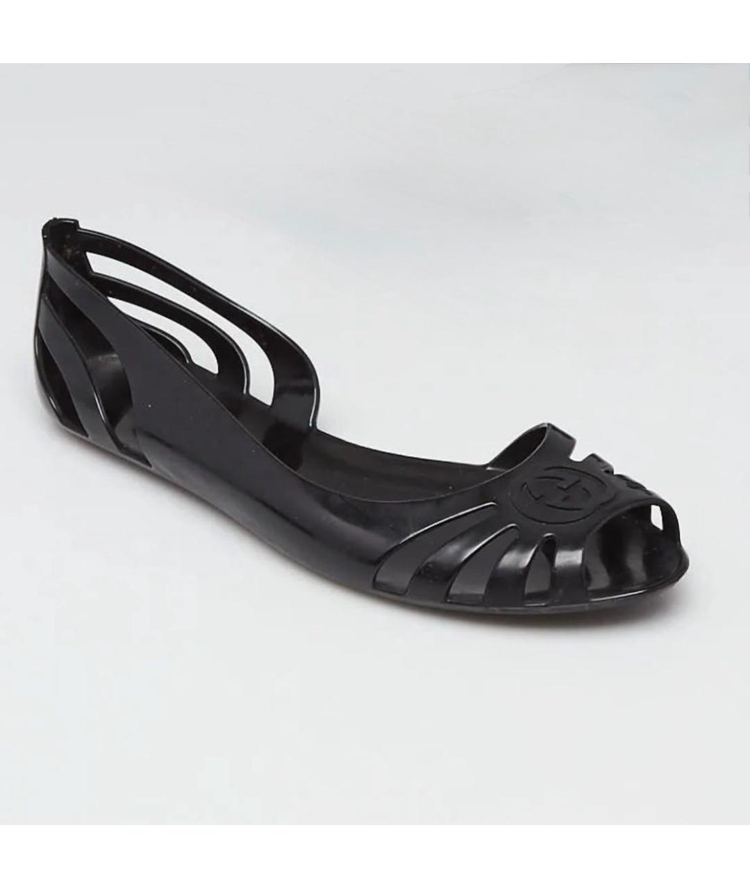 GUCCI Черные резиновые балетки, фото 2