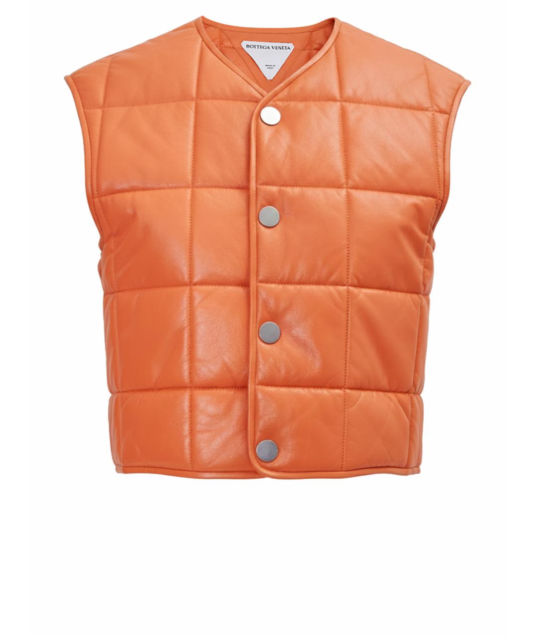BOTTEGA VENETA Оранжевый кожаный жилет, фото 1