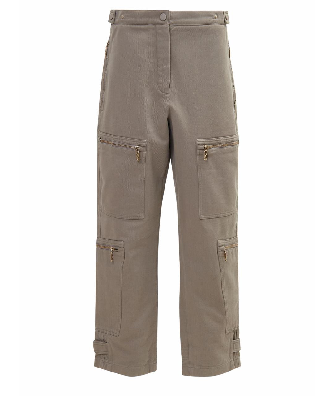 FENDI Бежевые хлопковые прямые джинсы, фото 1