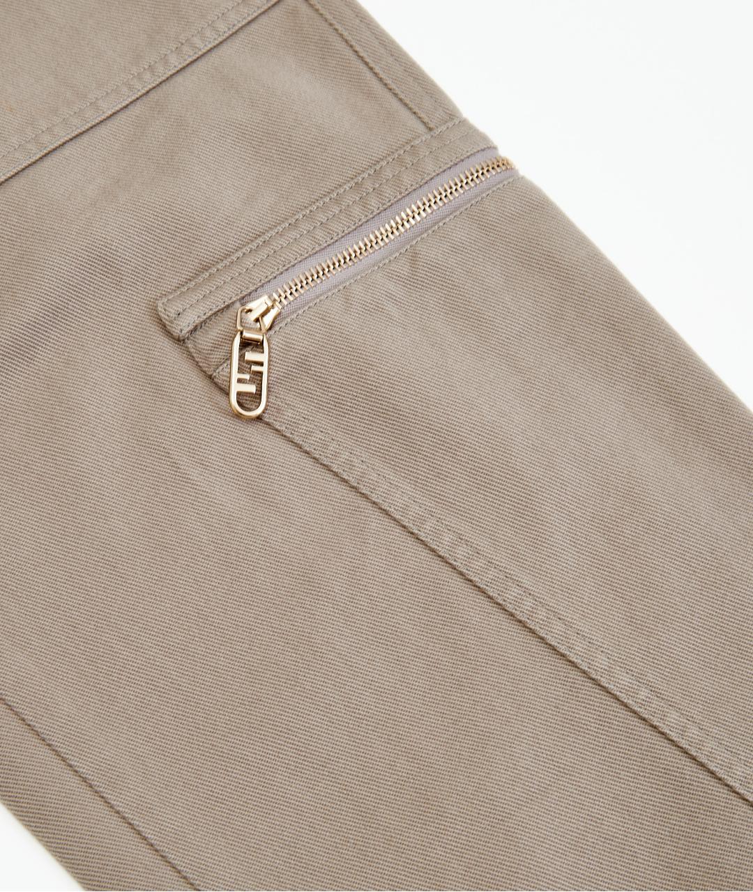 FENDI Бежевые хлопковые прямые джинсы, фото 5