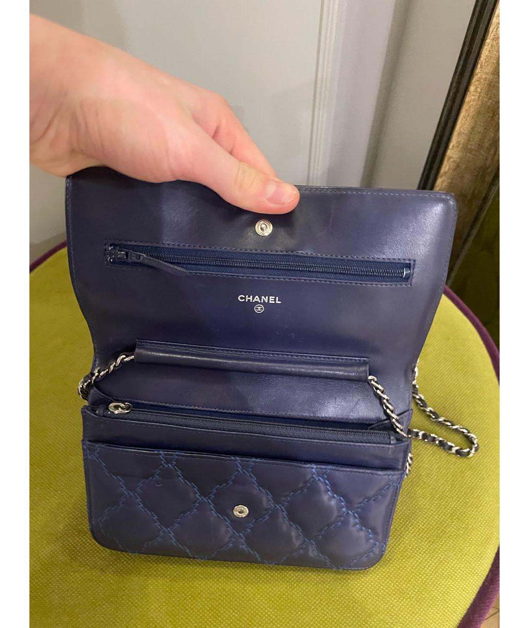 CHANEL Темно-синяя кожаная сумка тоут, фото 3