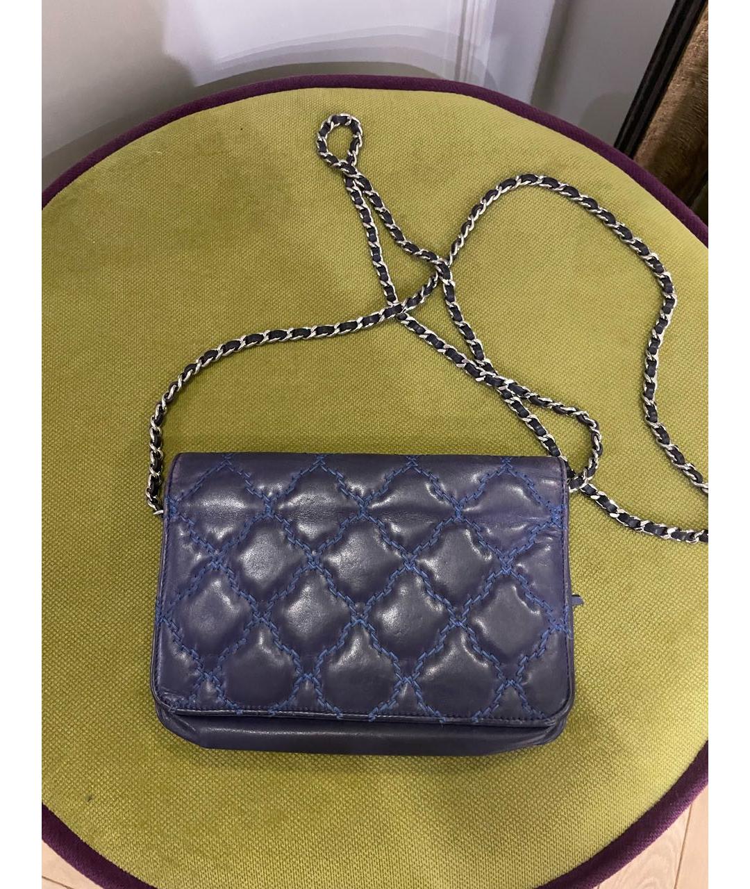 CHANEL Темно-синяя кожаная сумка тоут, фото 2