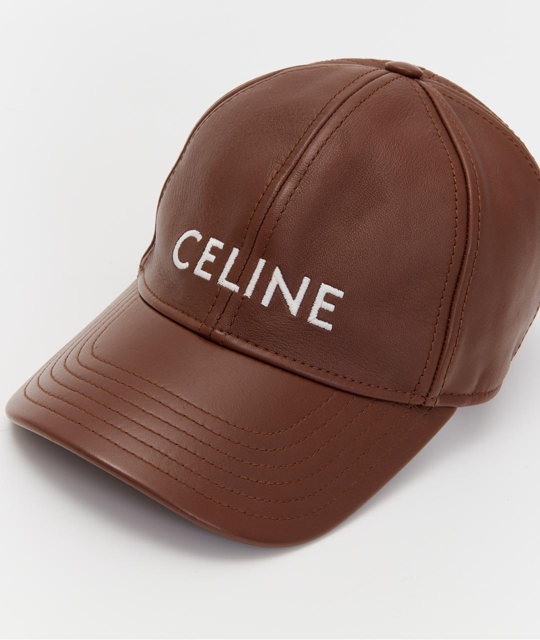 CELINE Коричневая кожаная кепка, фото 2