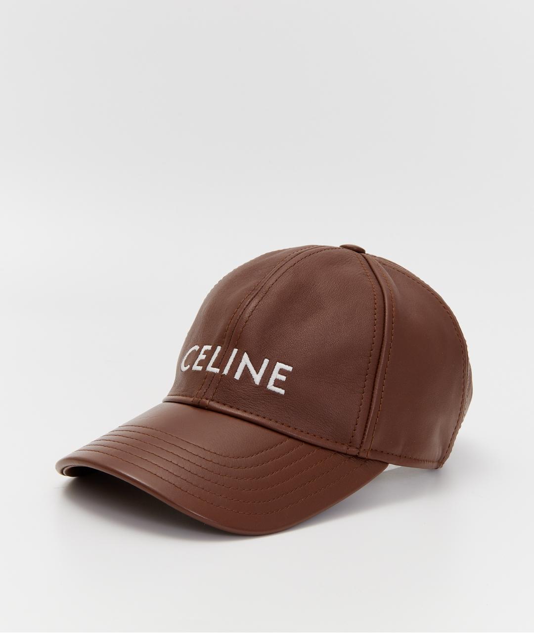 CELINE Коричневая кожаная кепка, фото 5