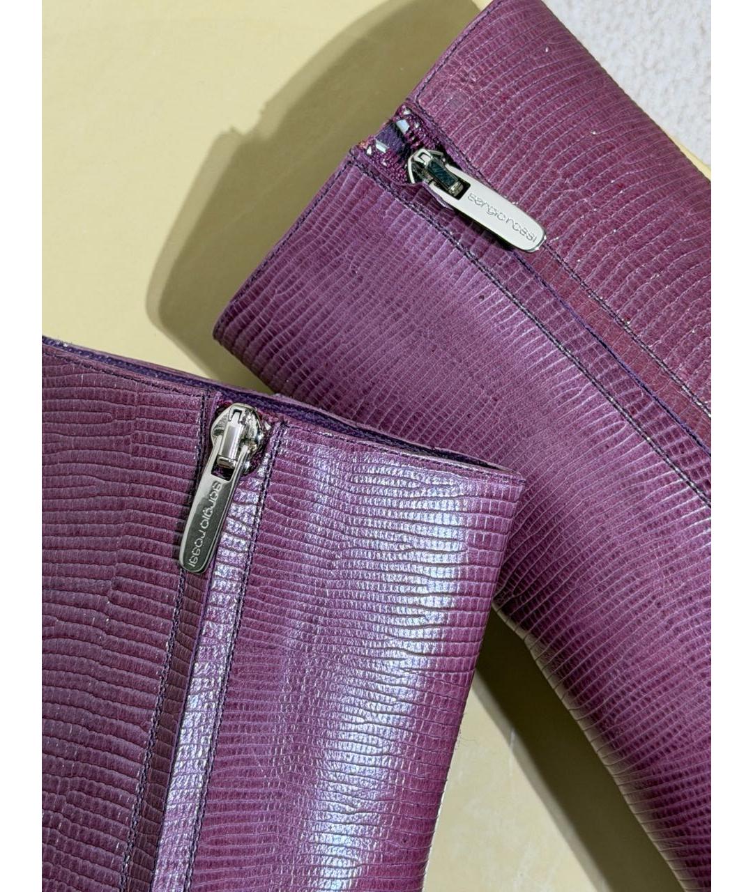 SERGIO ROSSI Фиолетовые кожаные ботильоны, фото 3