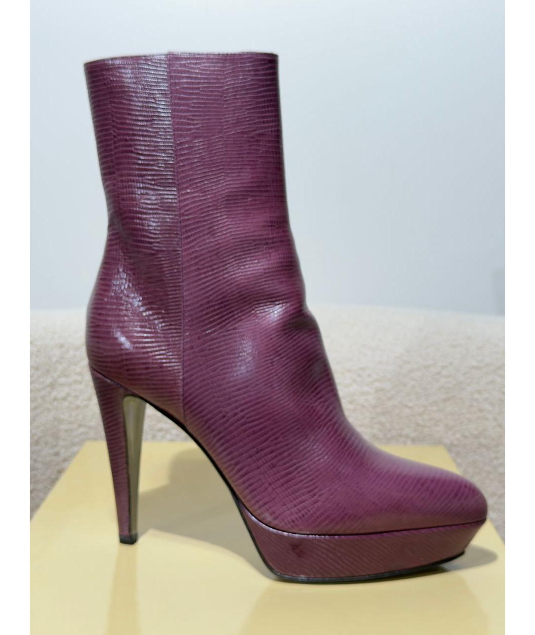 SERGIO ROSSI Фиолетовые кожаные ботильоны, фото 7