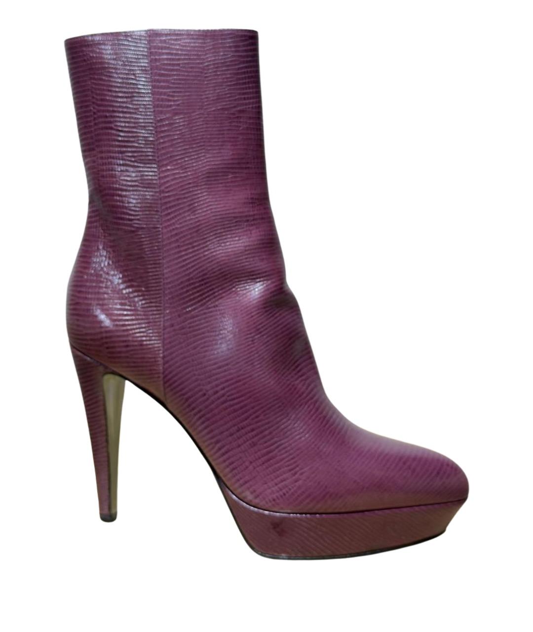 SERGIO ROSSI Фиолетовые кожаные ботильоны, фото 1