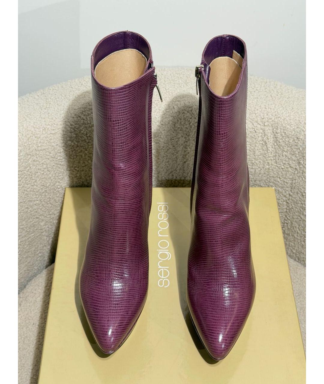 SERGIO ROSSI Фиолетовые кожаные ботильоны, фото 2