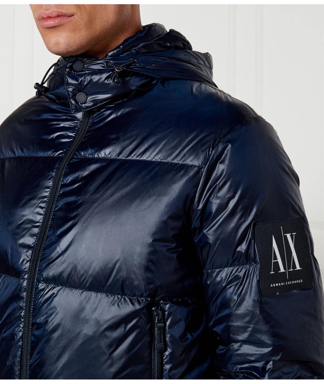 ARMANI EXCHANGE Темно-синий полиэстеровый пуховик, фото 6