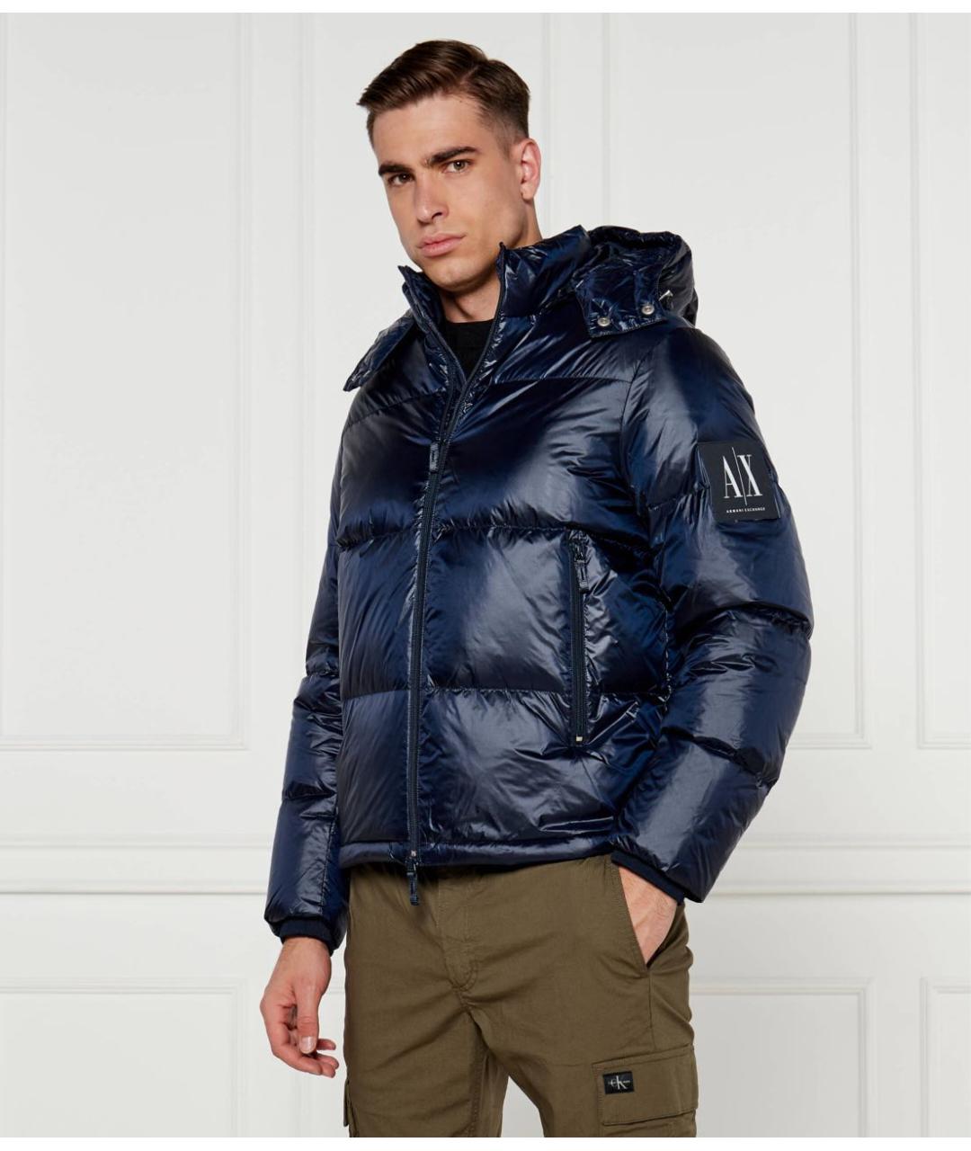 ARMANI EXCHANGE Темно-синий полиэстеровый пуховик, фото 4