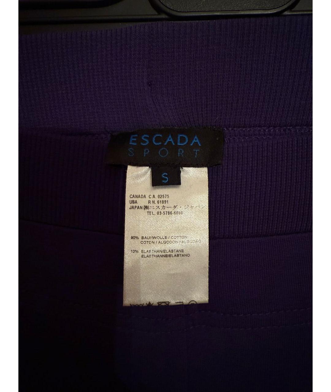 ESCADA Фиолетовые хлопко-эластановые спортивные брюки и шорты, фото 3