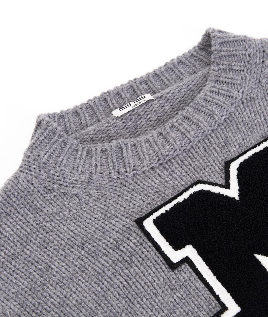 MIU MIU Серый шерстяной джемпер / свитер, фото 3